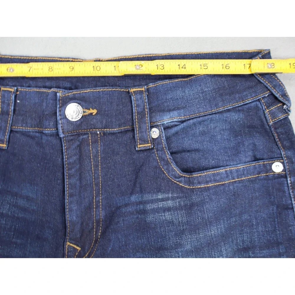 True Religion Denim 36x32 Ricky Relaxed Straight Jeans Flap Pockets Stitching‎